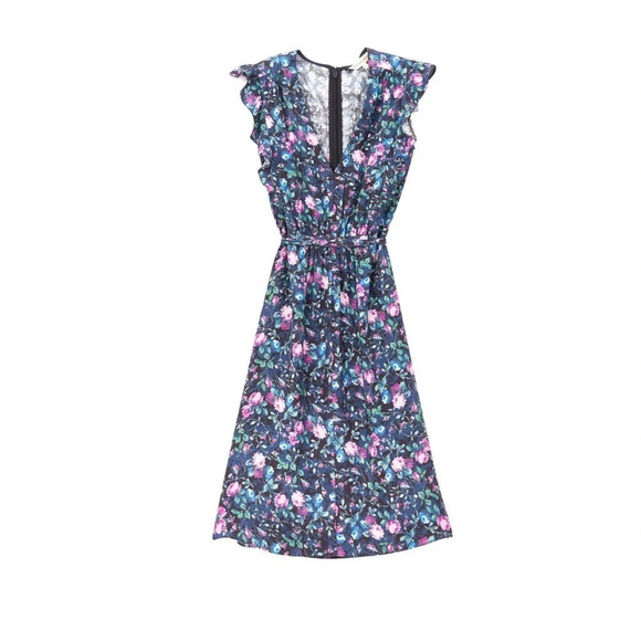 Rebecca Taylor Ruby Floral Hammered Silk Dress size 0 - Picture 10 of 11